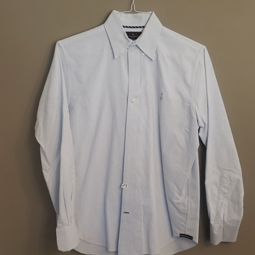 Light blue striped mens dress shirt